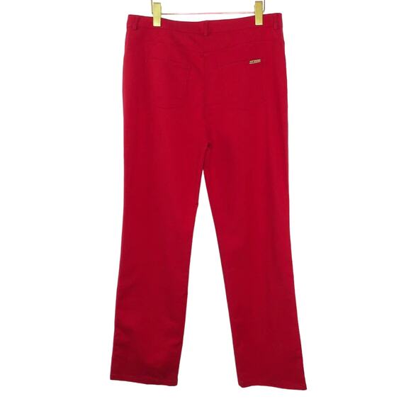 St. John Red Straight Leg Casual Pants Size 10 34" - Picture 4 of 6